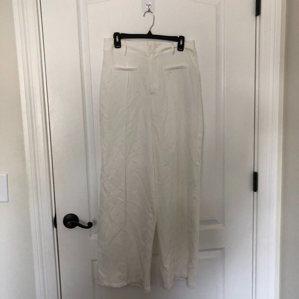 Cider‎ Womens High Waisted Wide Leg Trousers White CD2022030968702TS Size L NWT